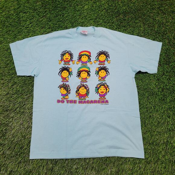 VTG 1996 Rasta Macarena Dance Craze T-Shirt L Single Stitch USA Tee Jays - Picture 1 of 7